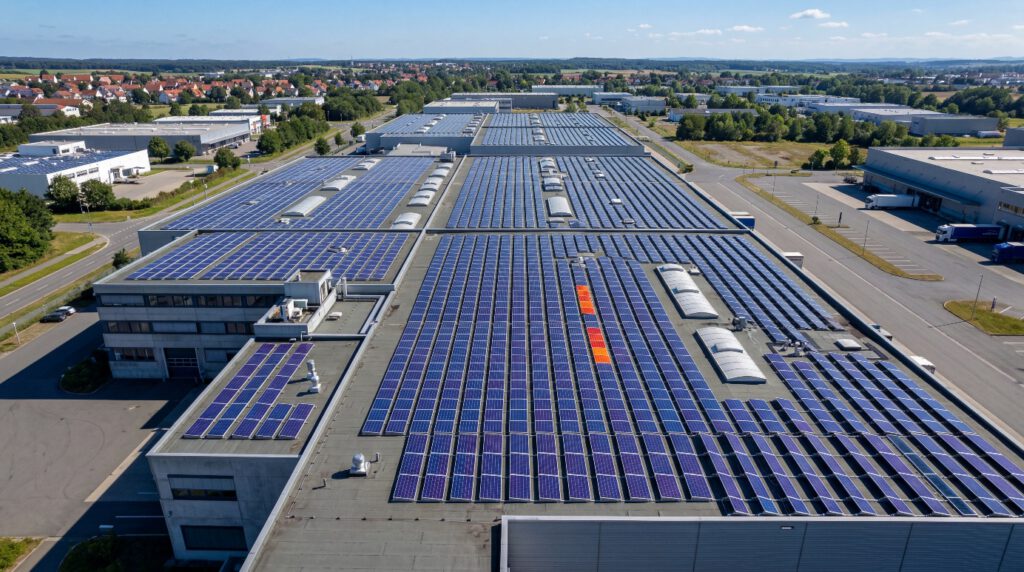 Thermografie-Inspektion einer PV-Anlage auf Flachdach