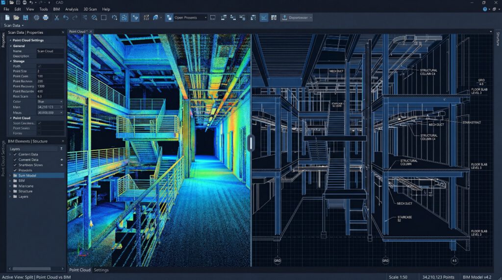 3D-Punktwolke einer Gebäudevermessung