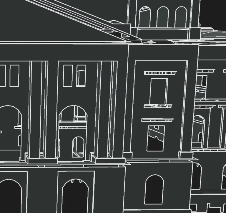Kantenmodell einer Fassade des Rathauses Altona mit Fenster- und Türöffnungen